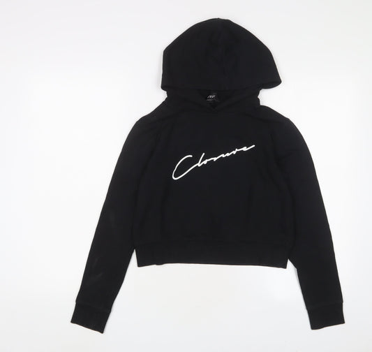 Closure Girls Black Cotton Pullover Hoodie Size 13 Years Pullover - Logo