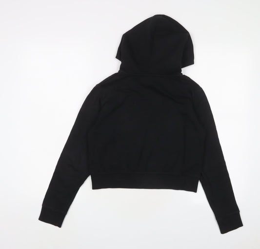 Closure Girls Black Cotton Pullover Hoodie Size 13 Years Pullover - Logo