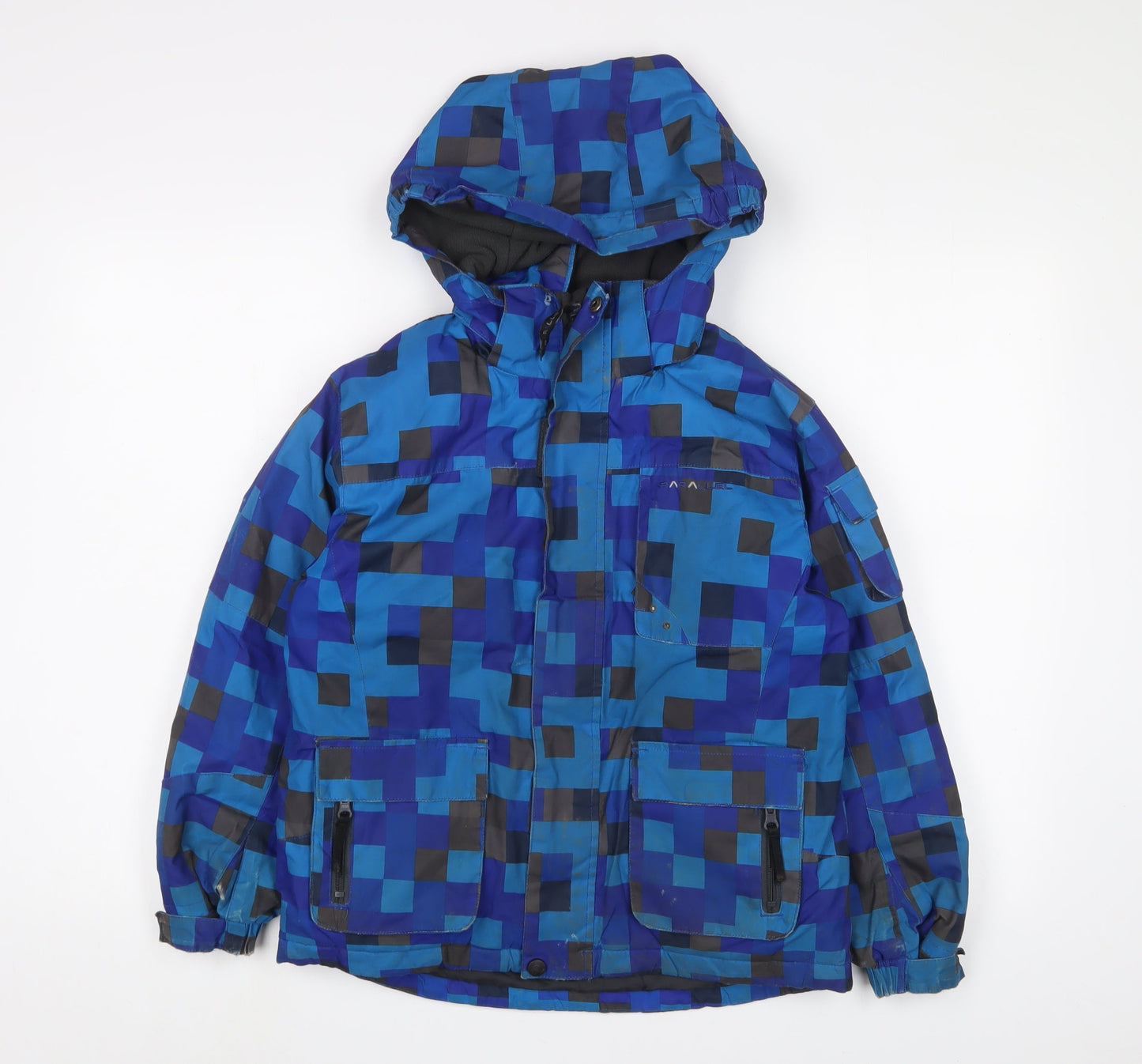 Parallel Boys Blue Basic Coat Coat Size 9-10 Years Zip - Logo, Embroidered