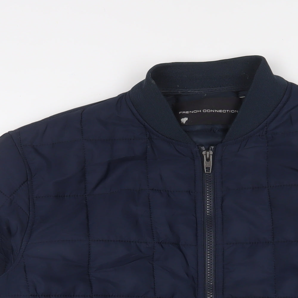 French Connection Mens Blue Quilted Jacket Size L Zip