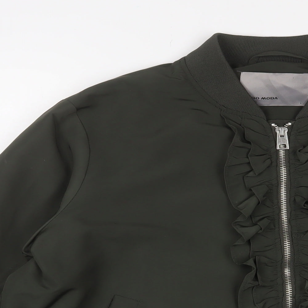 VERO MODA Womens Green Bomber Jacket Jacket Size L Zip