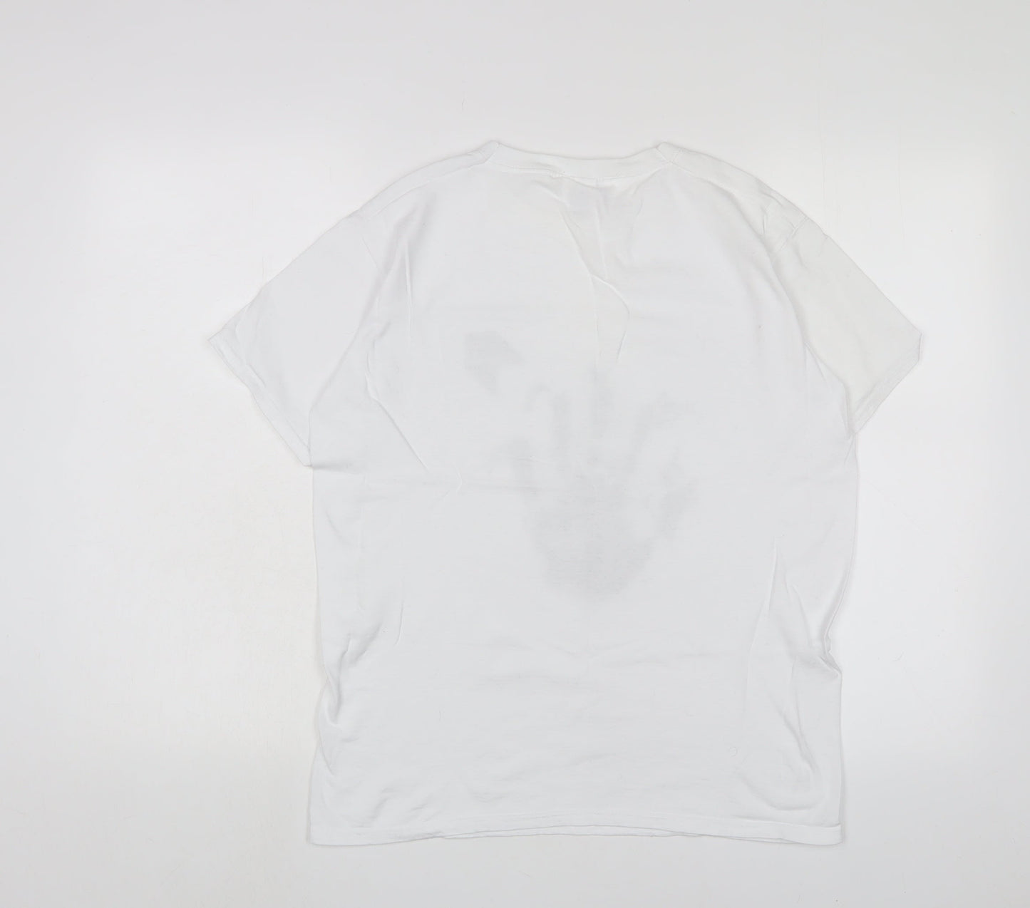 Freedome Womens White Cotton Basic T-Shirt Size S Crew Neck