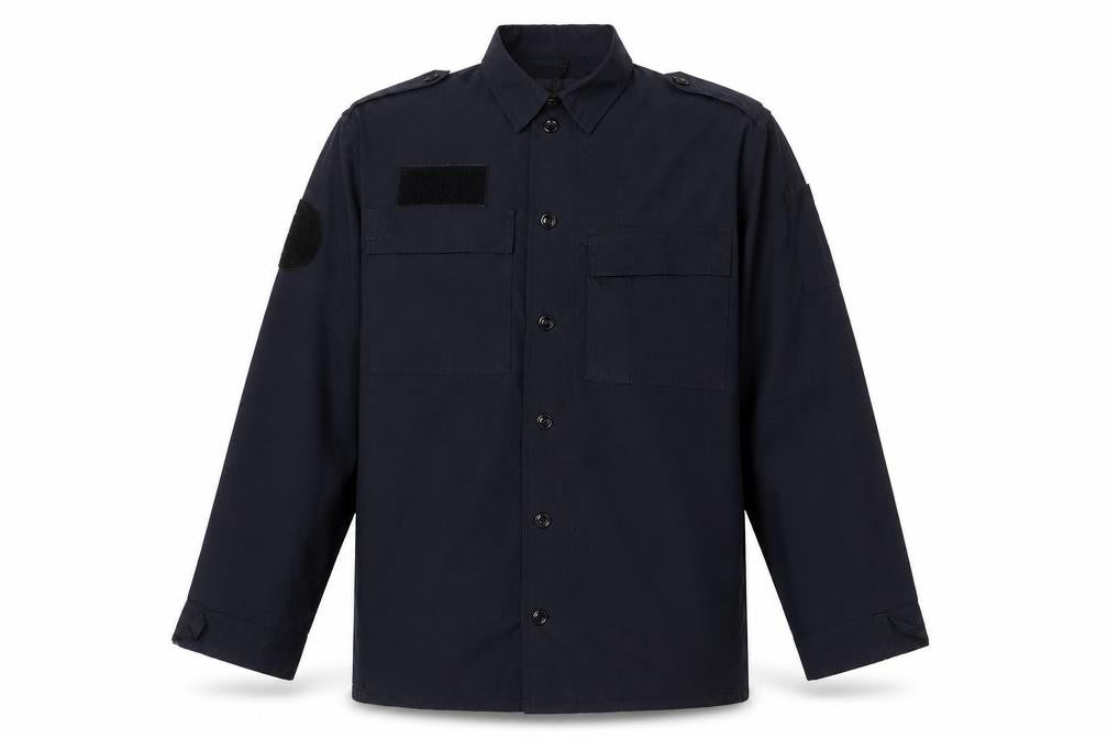 Workwear Mens Blue Viscose Button-Up Size L Collared Button