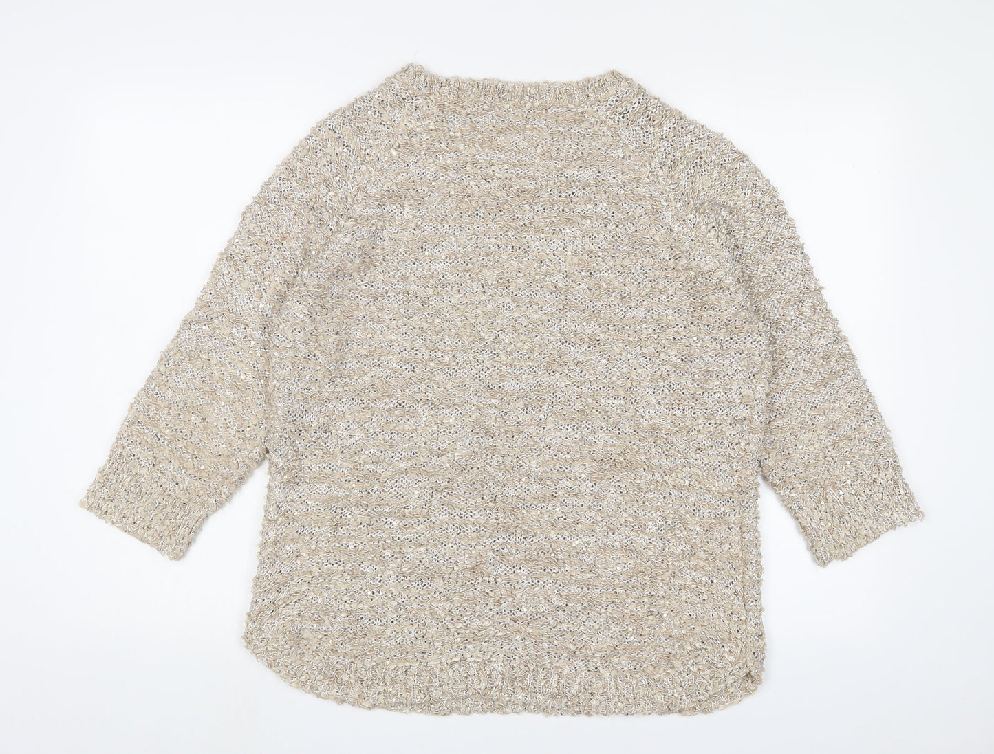 Bonmarché Womens Gold Crew Neck Polyester Pullover Jumper Size M - Sequins