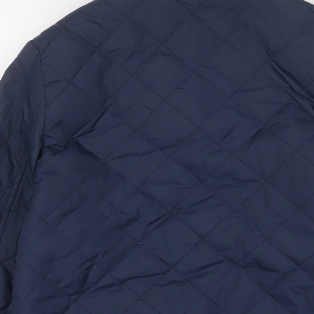 Jack Wills Womens Blue Quilted Jacket Size 10 Snap - Logo, Embroidered