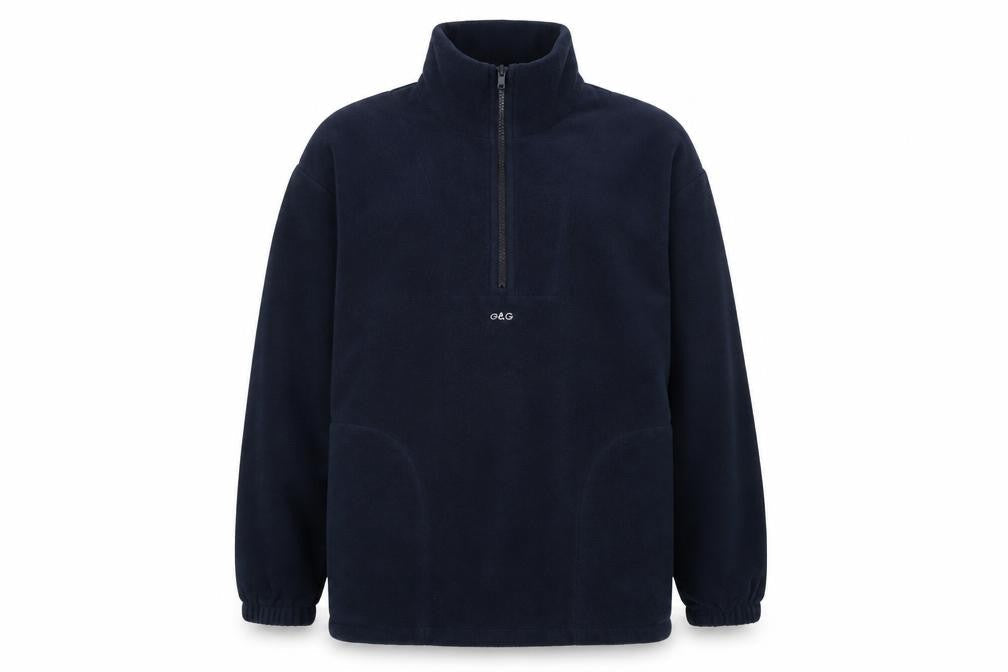 Front view of G&G women’s blue polyester pullover sweatshirt, size S