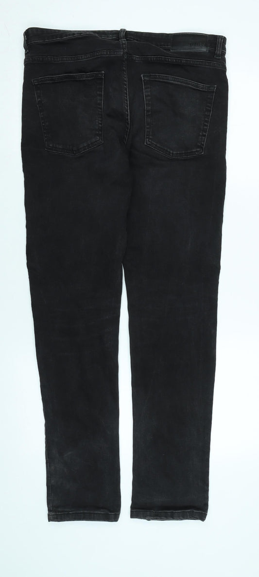 Nines Mens Black Cotton Straight Jeans Size 34 in L32 in Regular Zip