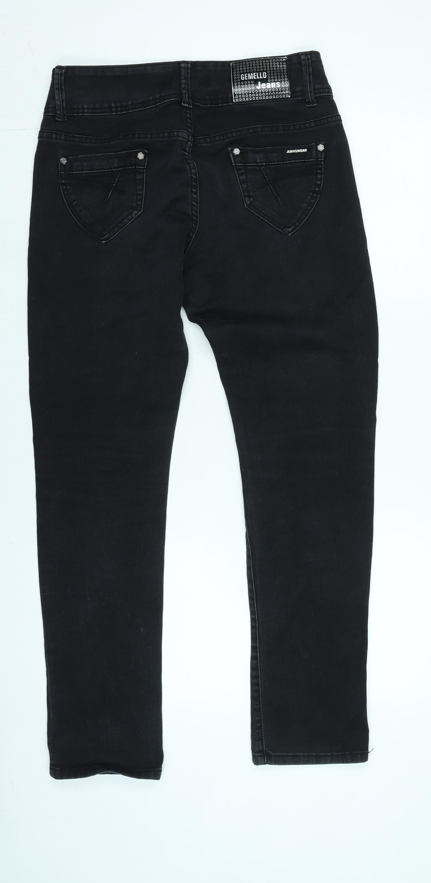 Gemello Womens Black Cotton Blend Straight Jeans Size 29 in L29 in Regular Zip - Logo