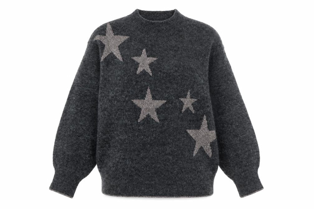 Marks and Spencer Womens Grey Crew Neck Polyester Pullover Jumper Size S - Glittery detail