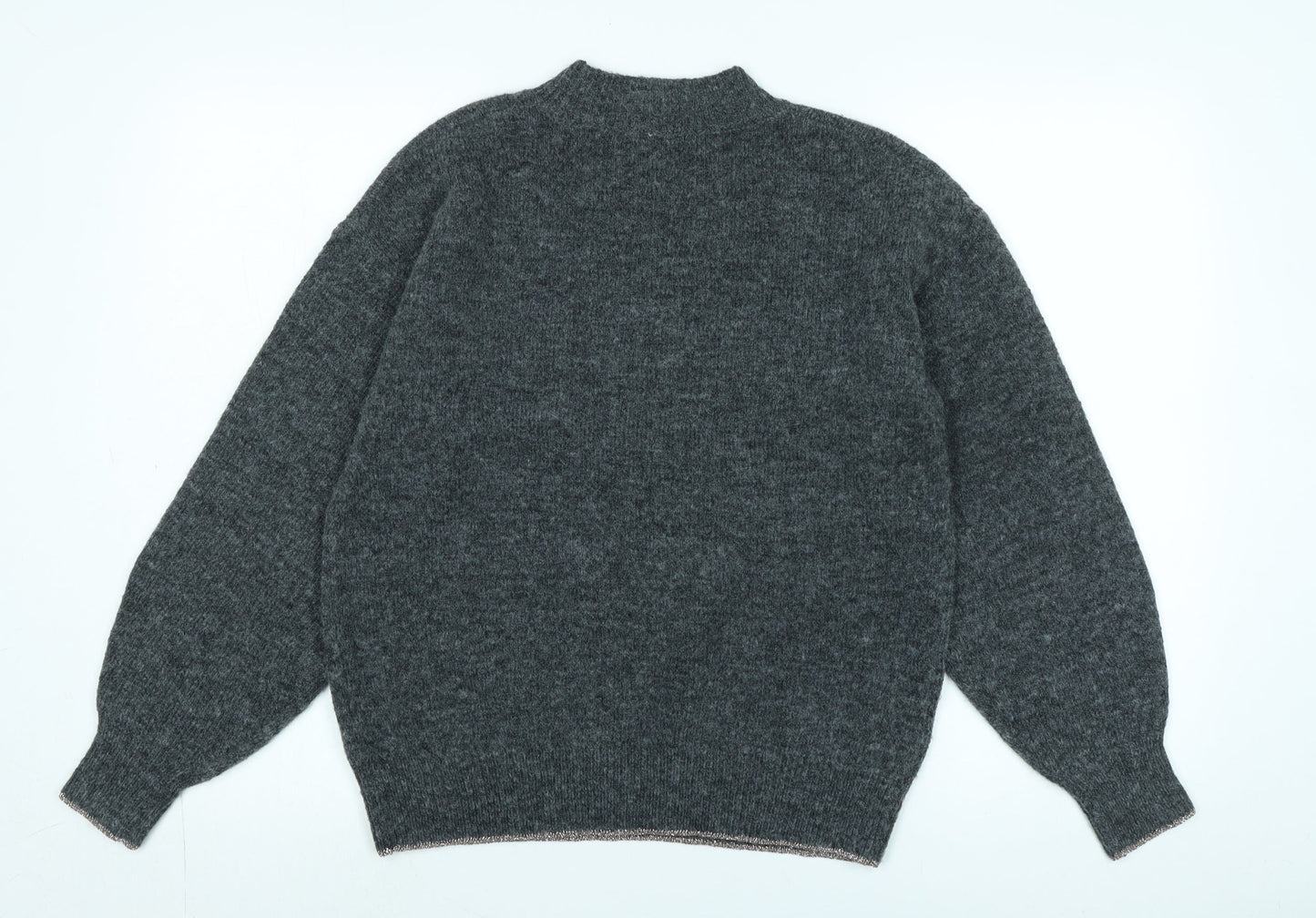 Marks and Spencer Womens Grey Crew Neck Polyester Pullover Jumper Size S - Glittery detail