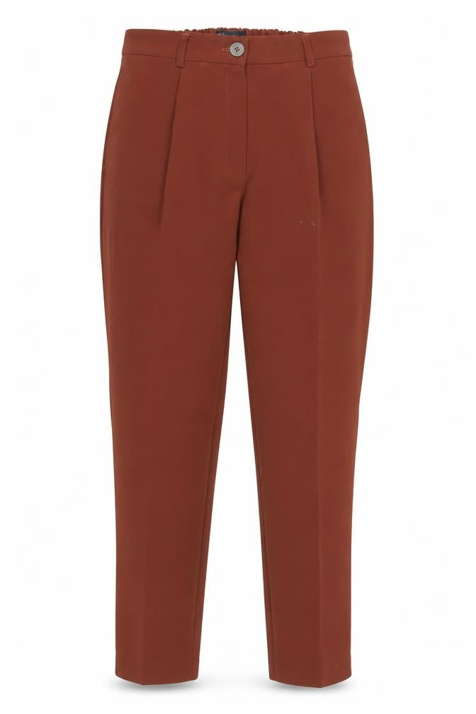 Marks and Spencer Womens Brown Polyester Trousers Size 10 L26 in Regular Zip