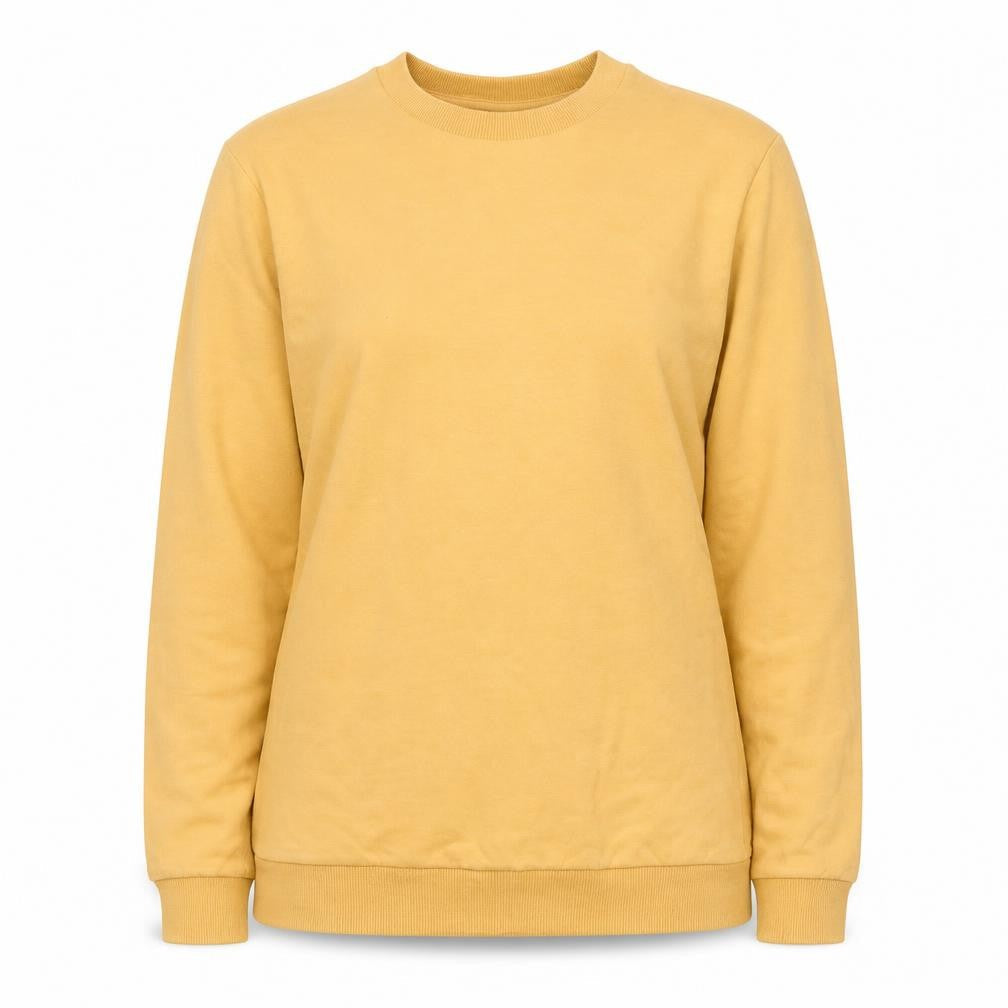 Front view of ASOS women’s brown cotton pullover sweatshirt, size M, - logo -authentic