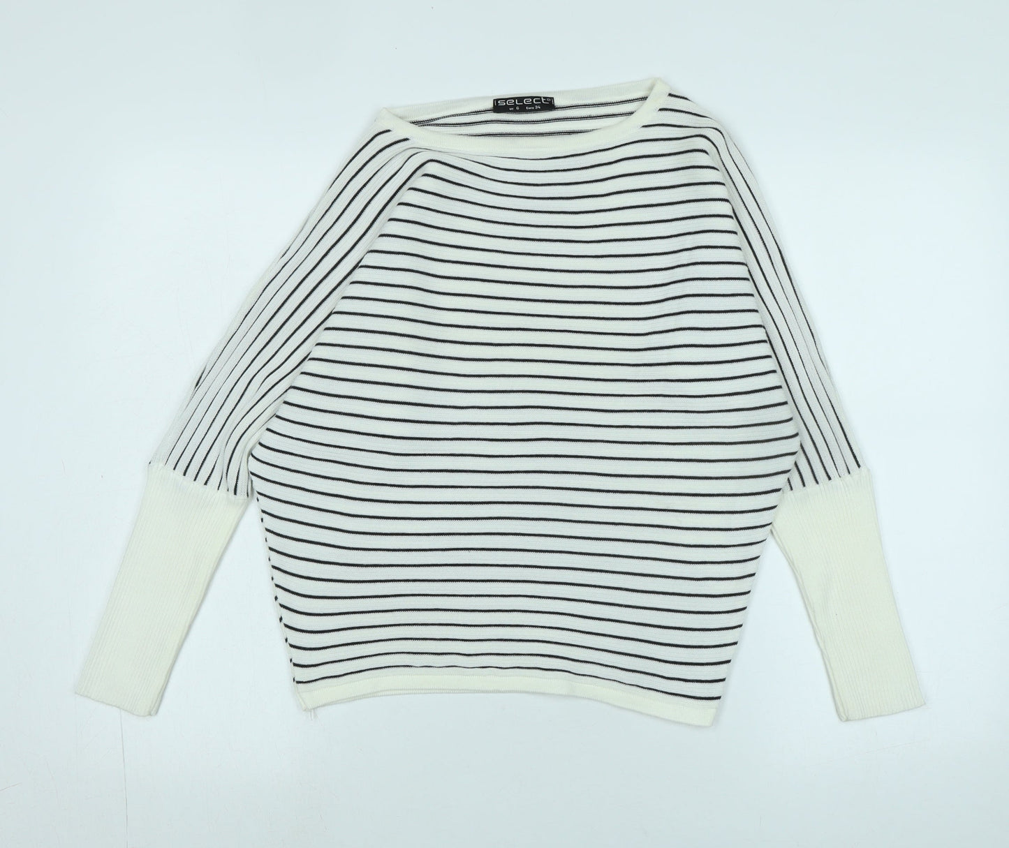 Select Womens Ivory Crew Neck Acrylic Pullover Jumper Size 6