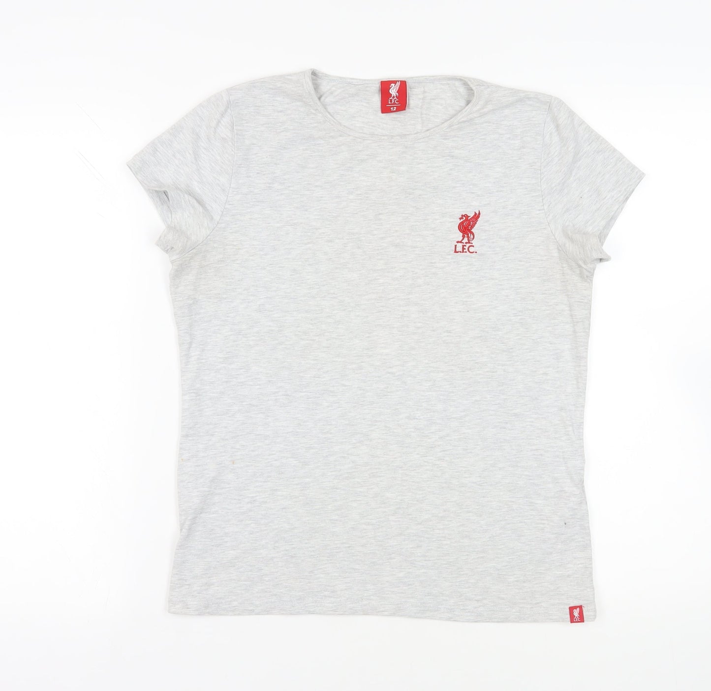L.F.C Womens Grey Cotton Basic T-Shirt Size 12 Crew Neck - Liverpool FC