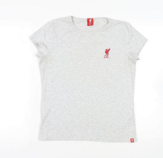 L.F.C Womens Grey Cotton Basic T-Shirt Size 12 Crew Neck - Liverpool FC