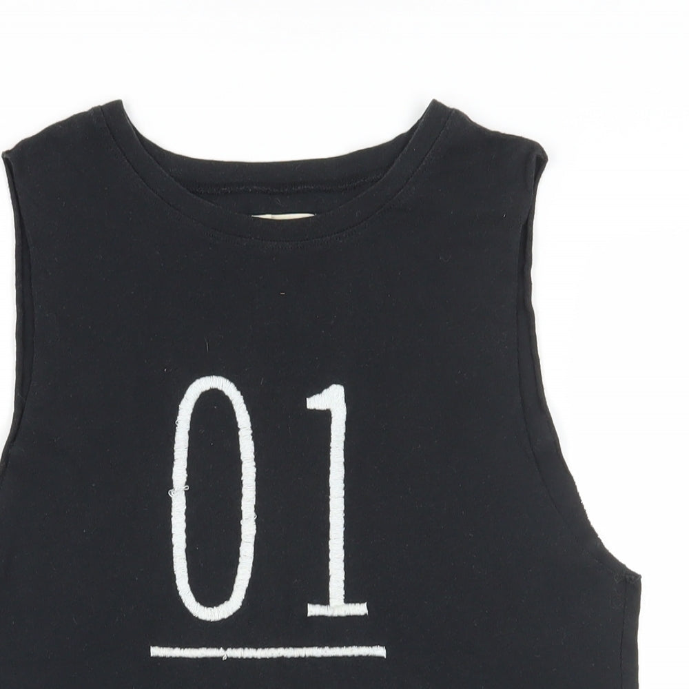 Hollister Womens Black Cotton Basic Tank Size XS Crew Neck - Logo