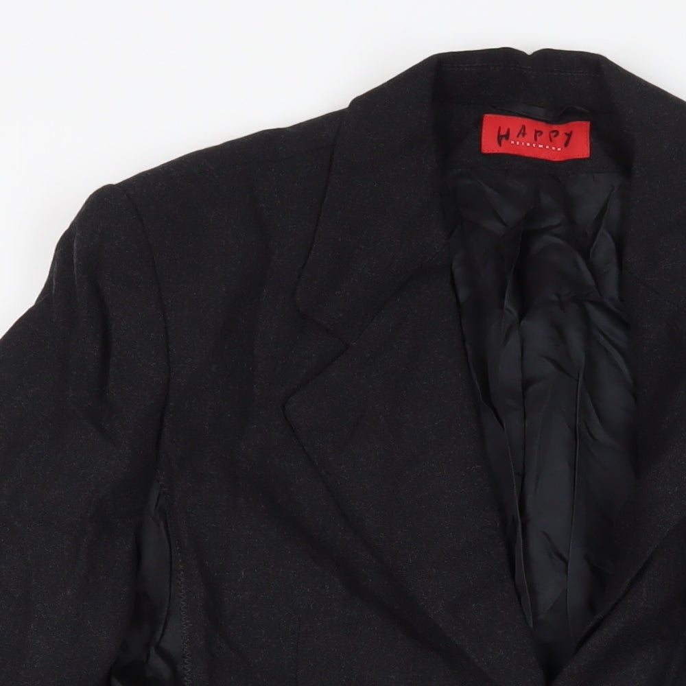 Happy Heidmann Womens Black Jacket Blazer Size 10 Button - Zipped Pockets