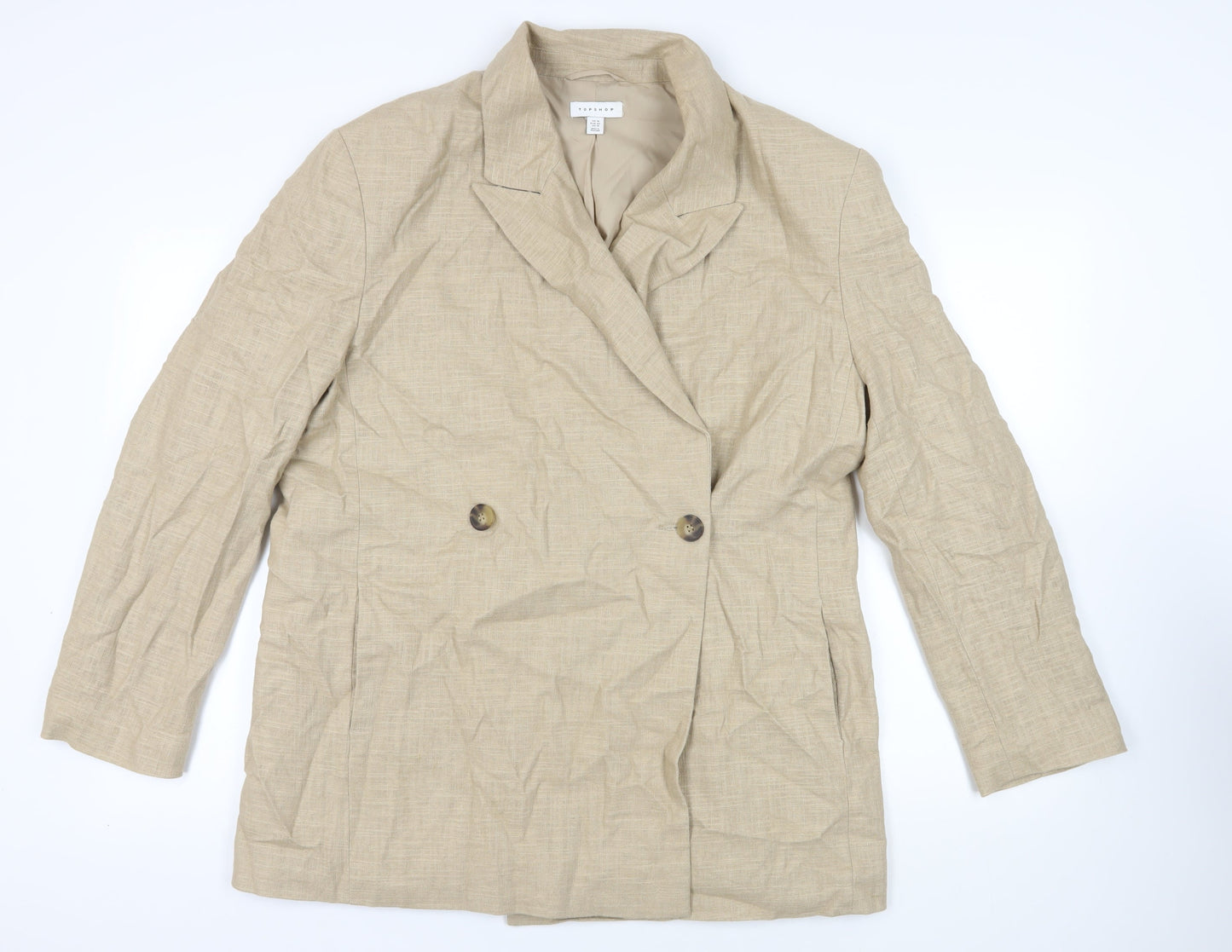 Topshop Womens Beige Jacket Blazer Size 14 Button
