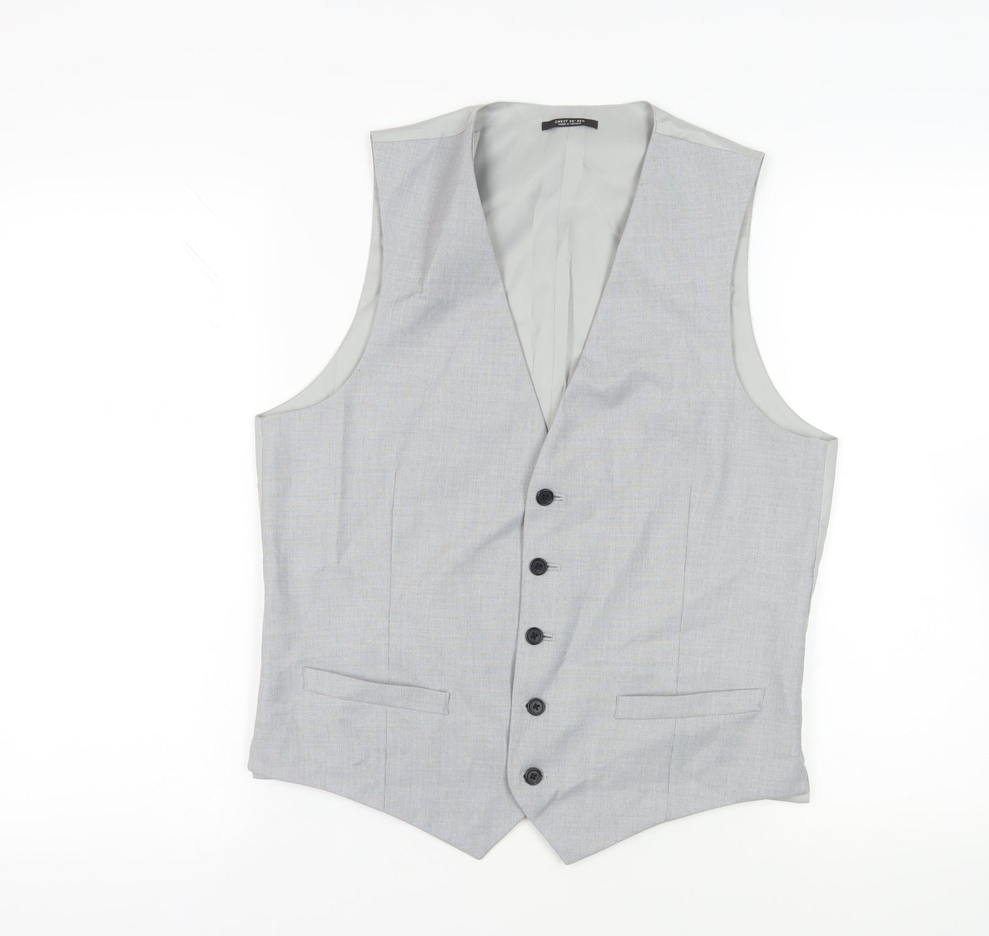 Marks and Spencer Mens Grey Polyester Jacket Suit Waistcoat Size 38 Regular