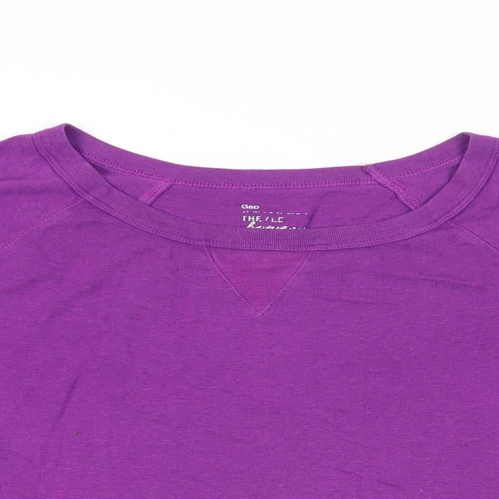 Gap Womens Purple Cotton Basic T-Shirt Size S Round Neck