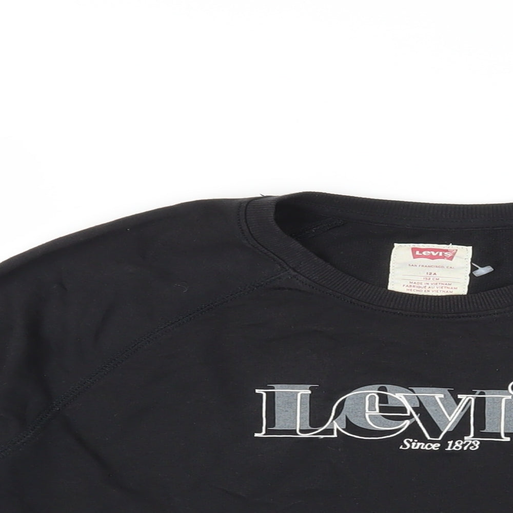 Levi's Girls Black Cotton Pullover Sweatshirt Size 12 Years Pullover - Logo