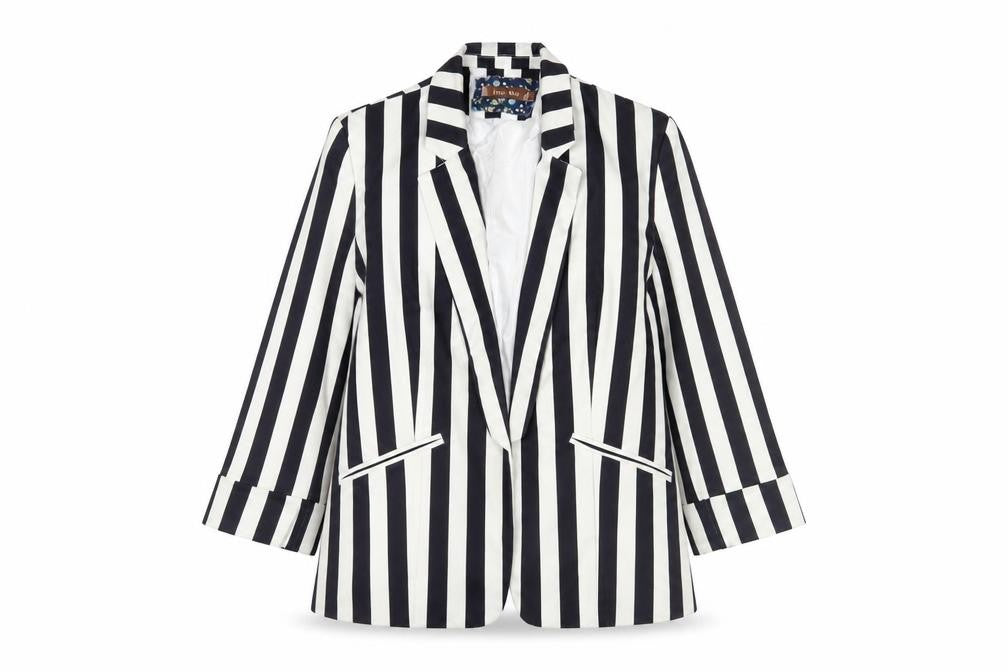 Jolie Moi Womens Blue Striped Jacket Blazer Size 14 - Open