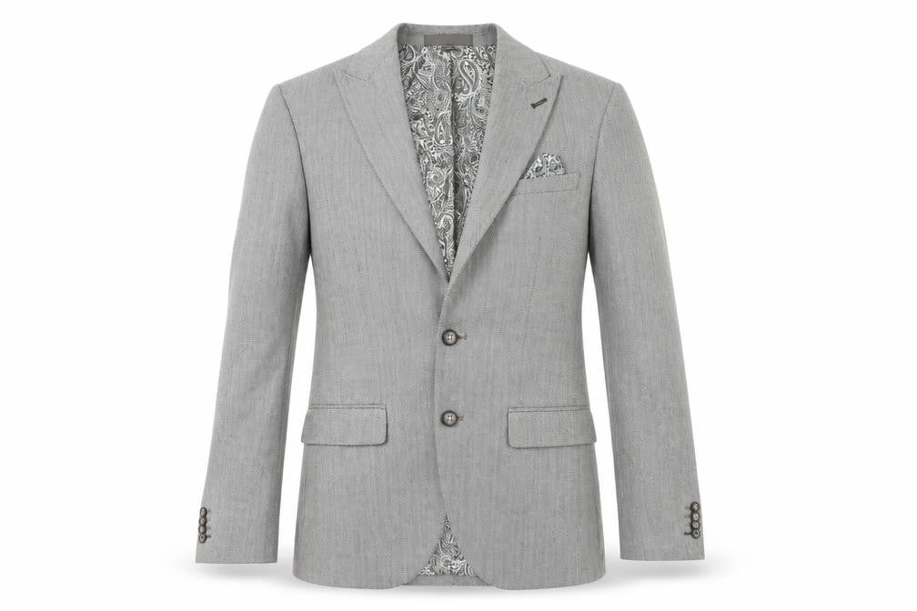 Marks and Spencer Mens Grey Herringbone Polyester Jacket Suit Jacket Size 36 Regular