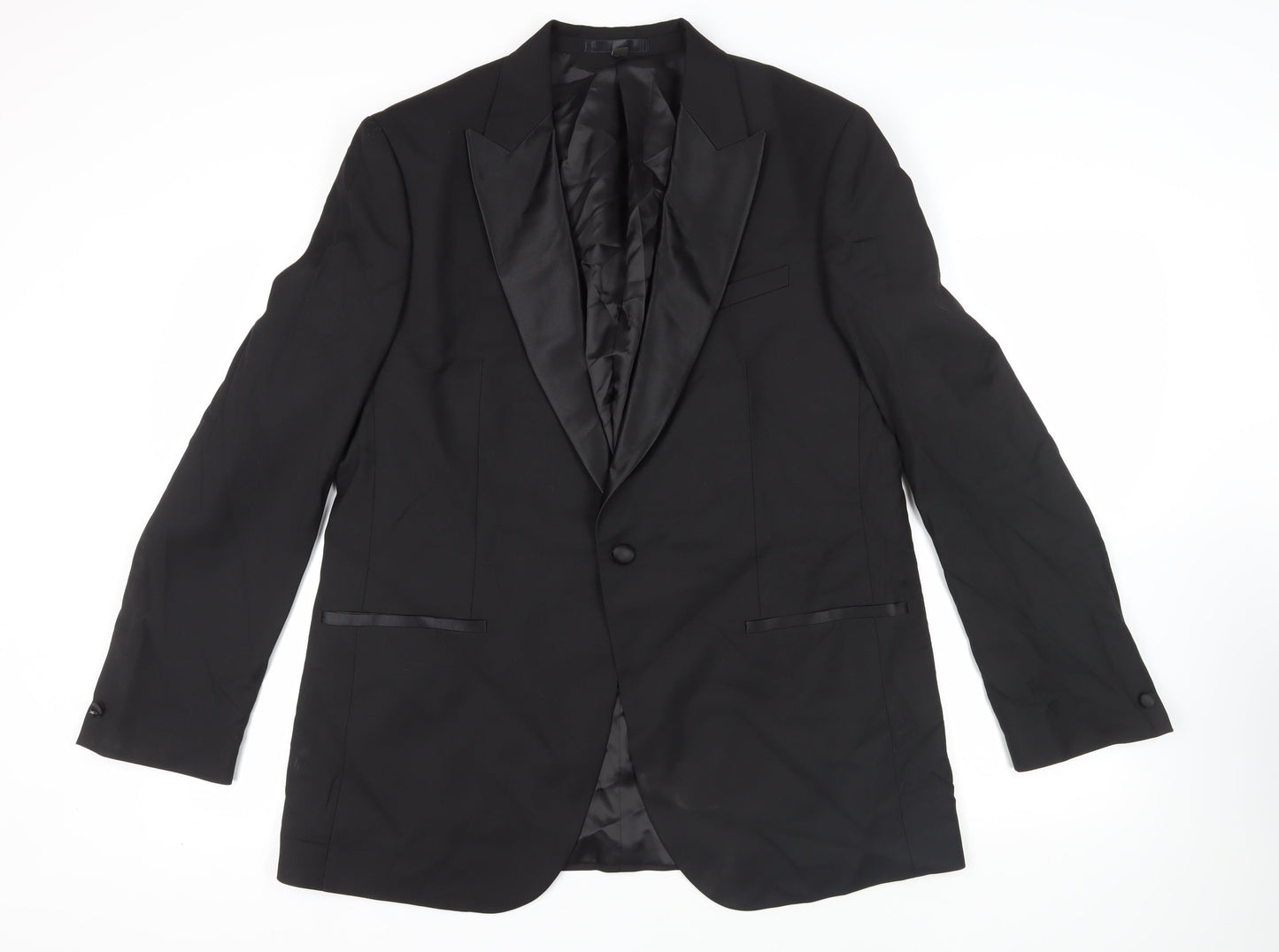 Marks and Spencer Mens Black Polyester Tuxedo Suit Jacket Size 44 Regular