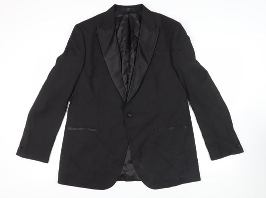 Marks and Spencer Mens Black Polyester Tuxedo Suit Jacket Size 44 Regular