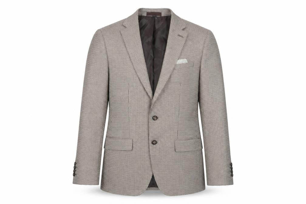 Marks and Spencer Mens Beige Geometric Polyester Jacket Suit Jacket Size 38 Regular