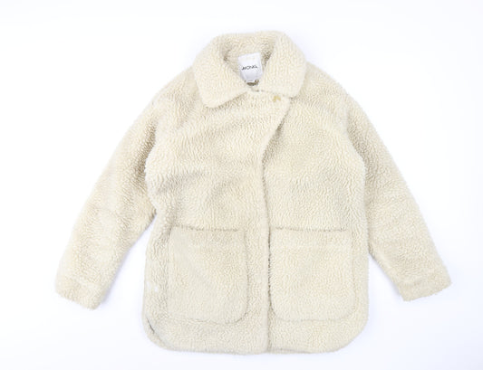 Monki Womens Ivory Overcoat Coat Size XS Button