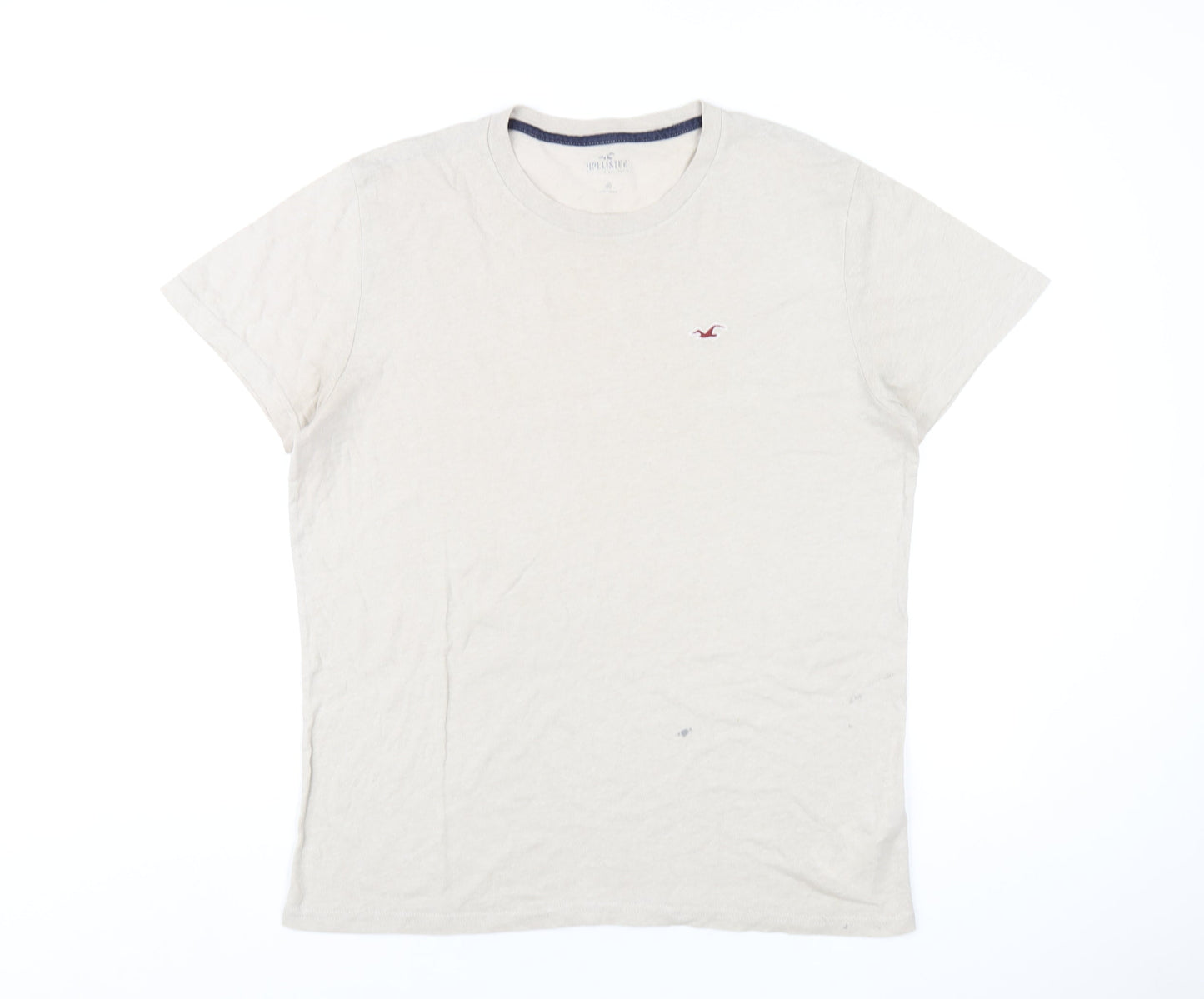 Hollister Mens Beige Cotton T-Shirt Size M Round Neck
