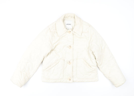 Monki Womens Ivory Quilted Coat Size XS Button
