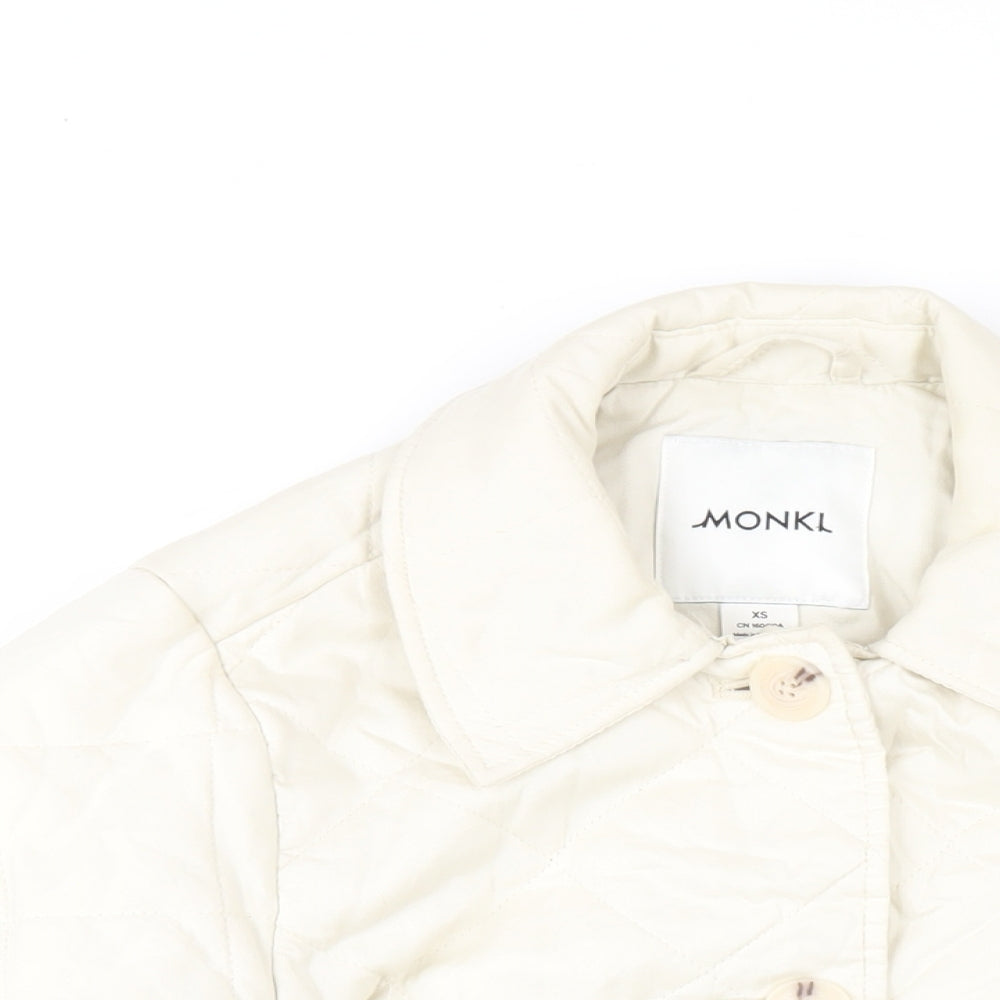 Monki Womens Ivory Quilted Coat Size XS Button