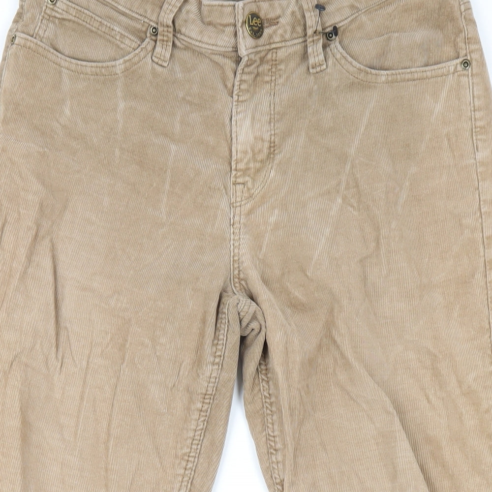 Lee Cooper Womens Beige Cotton Trousers Size 27 in L31 in Regular Zip
