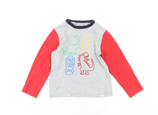 Gap Boys Grey Cotton Basic T-Shirt Size 6 Years Round Neck Pullover