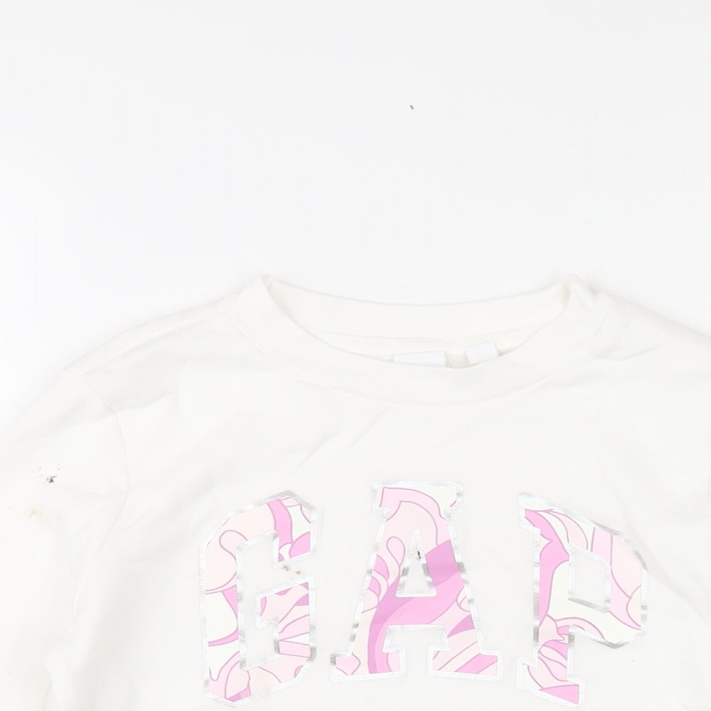 Gap Girls White Cotton Pullover Sweatshirt Size 10 Years Pullover