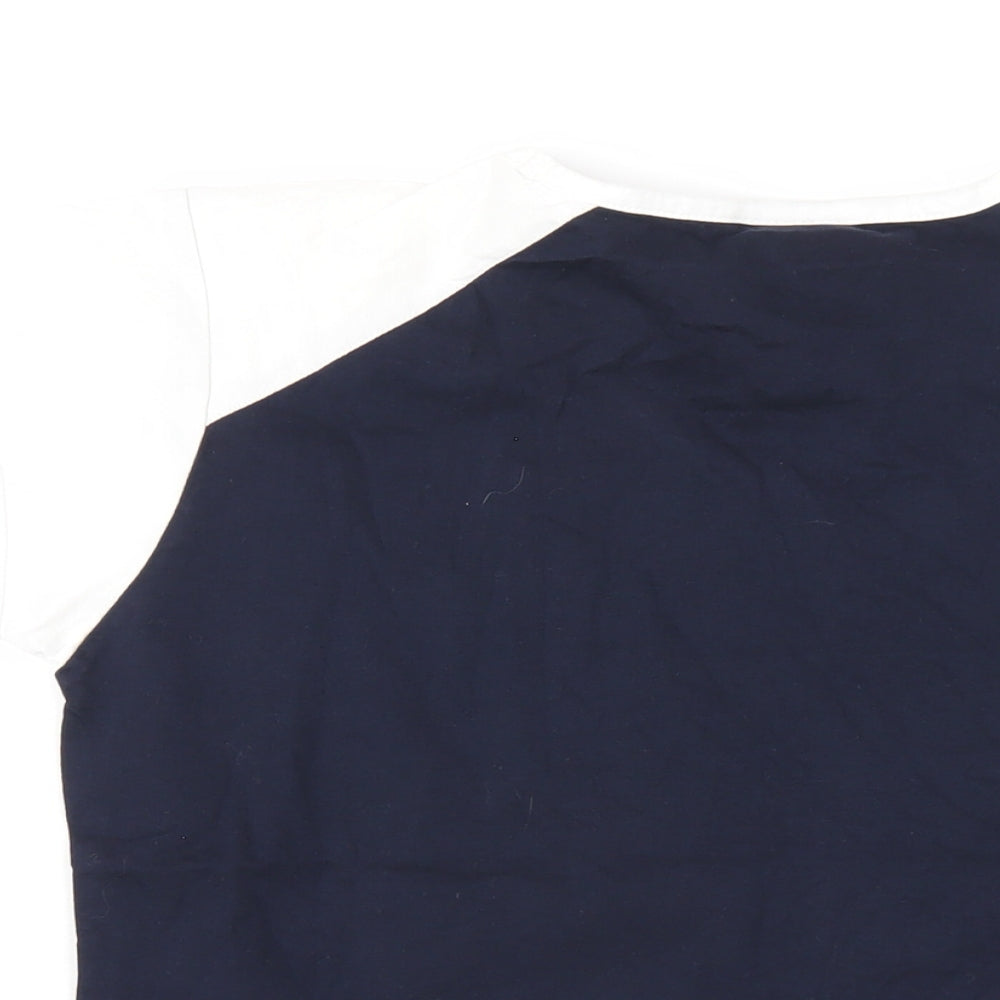 Diadora Womens Blue Cotton Basic T-Shirt Size 16 V-Neck