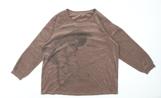 Disney Womens Brown Solid Polyester Top Pyjama Top Size 18 - Bambi Thumper