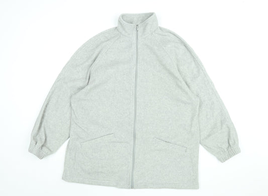 Casual Comfort Womens Grey Polyester Full Zip Sweatshirt Size 18 Zip