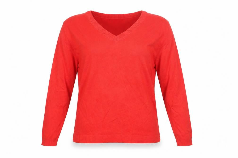 Marks and Spencer Womens Red V-Neck Acrylic Pullover Jumper Size M