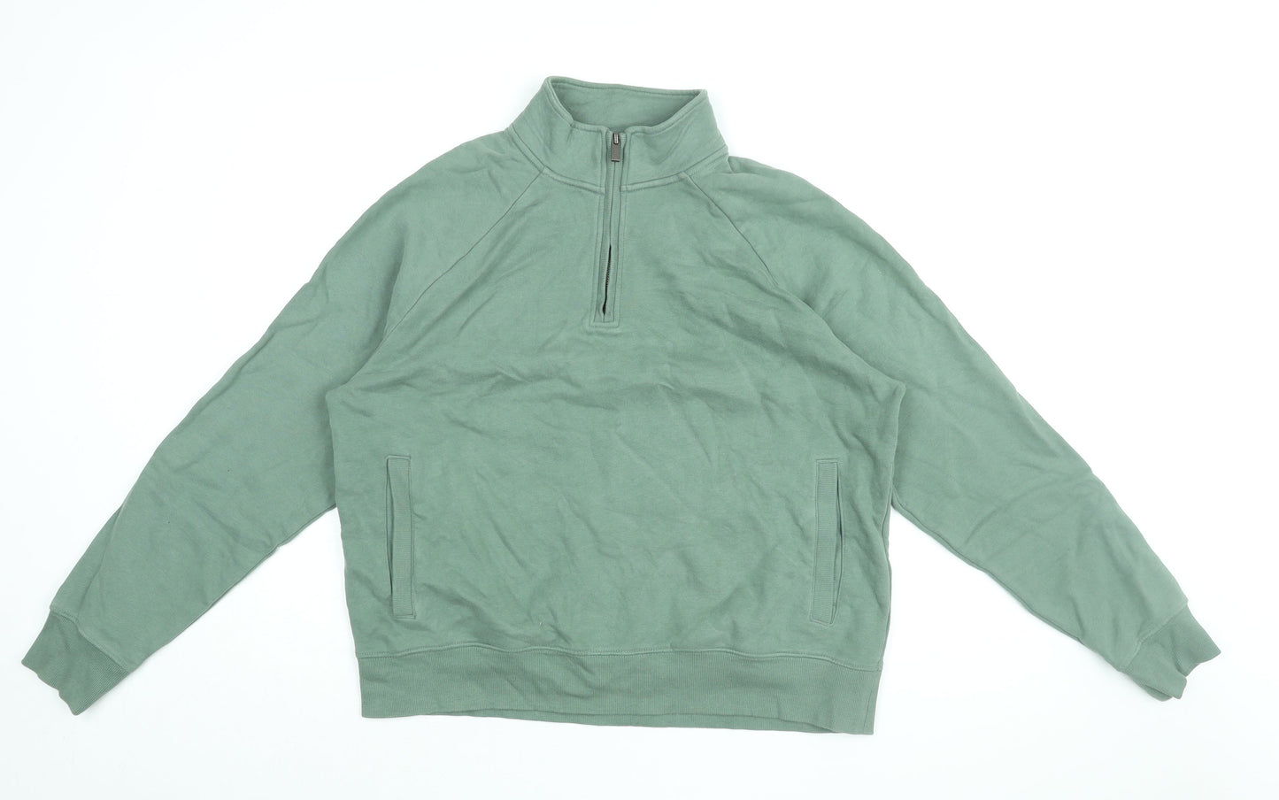 Marks and Spencer Womens Green Cotton Pullover Sweatshirt Size L Zip