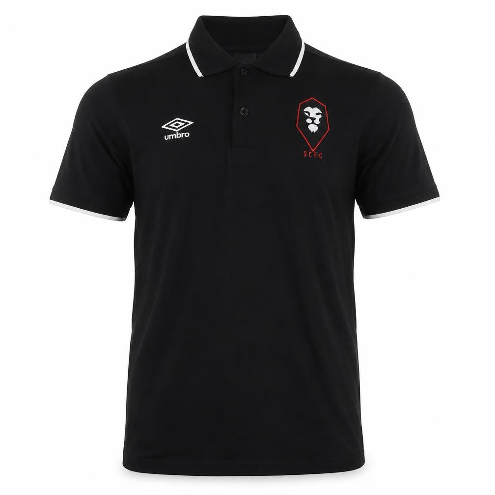 Umbro Mens Black Cotton Polo Size S Collared Pullover - Logo S.C.F.C