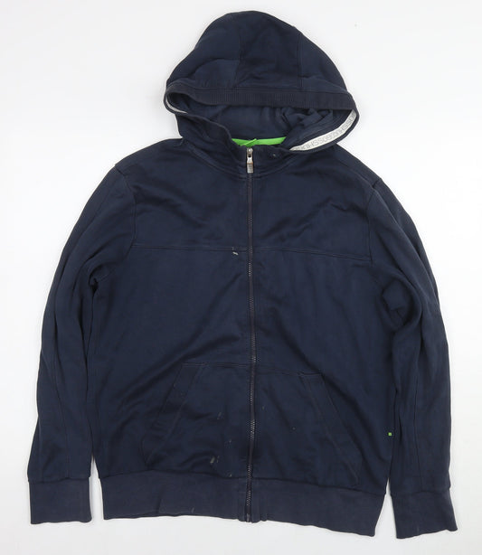Boss Womens Blue Cotton Full Zip Hoodie Size L Zip