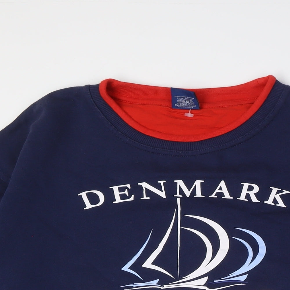 Stedman Men's Blue Nautical Pullover Sweatshirt L