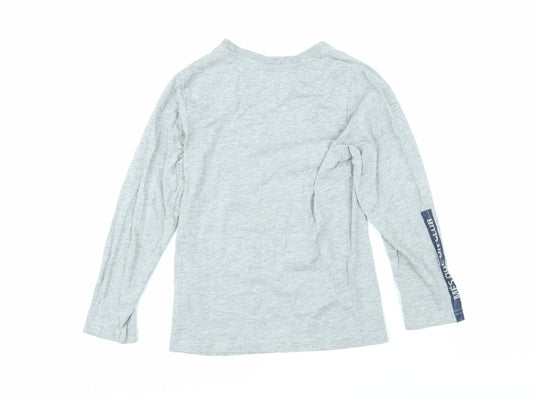 FCB Boys Grey Cotton Basic T-Shirt Size 8 Years Roll Neck Pullover - Barca 1899
