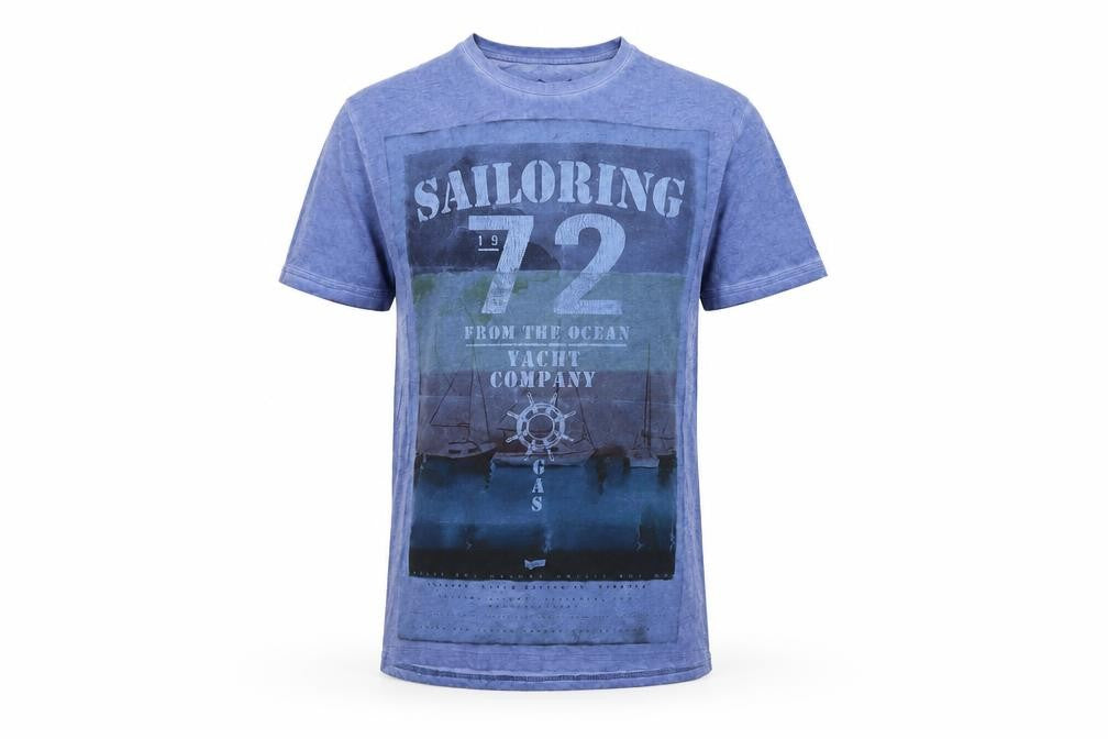 GAS Mens Blue Cotton T-Shirt Size L Crew Neck
