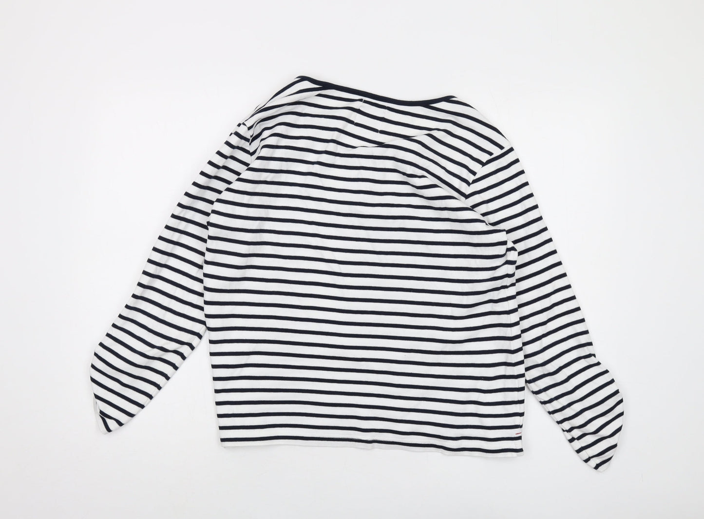 Voile Bleue Womens Black Striped Cotton Basic T-Shirt Size 2XL Round Neck
