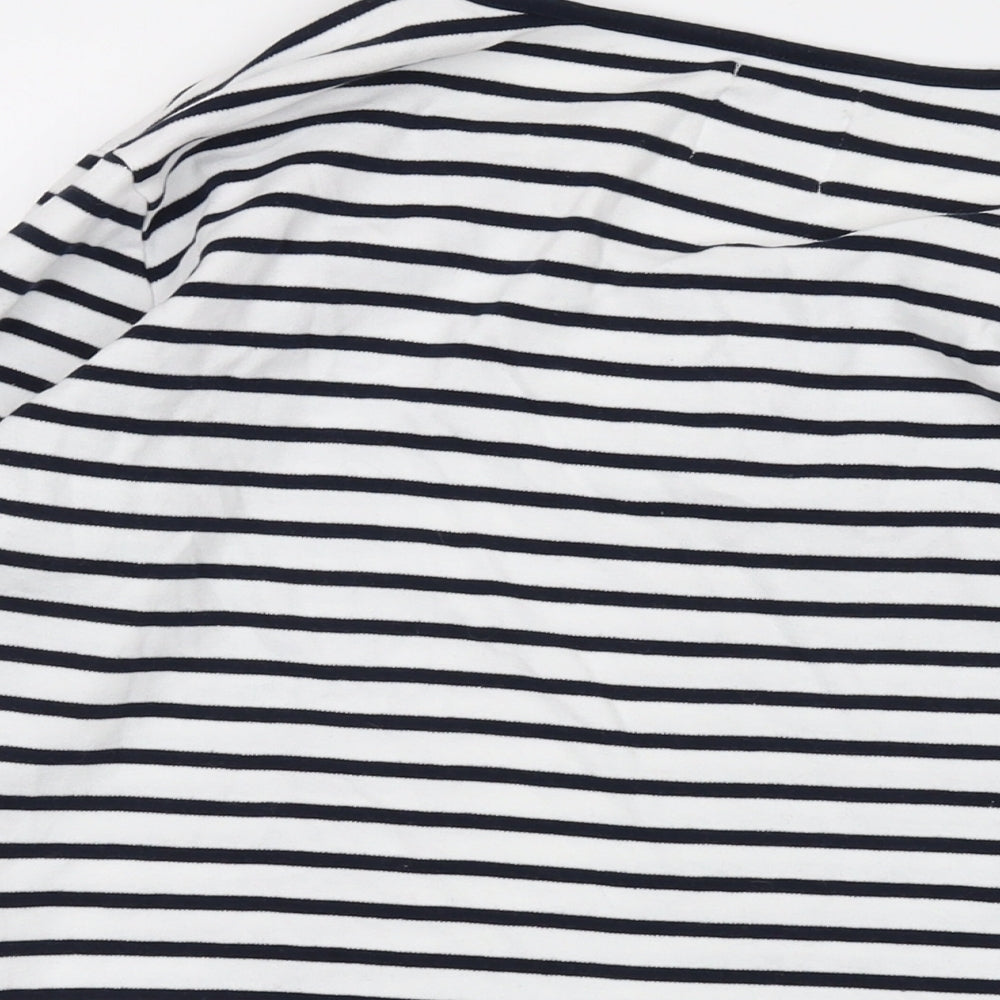 Voile Bleue Womens Black Striped Cotton Basic T-Shirt Size 2XL Round Neck