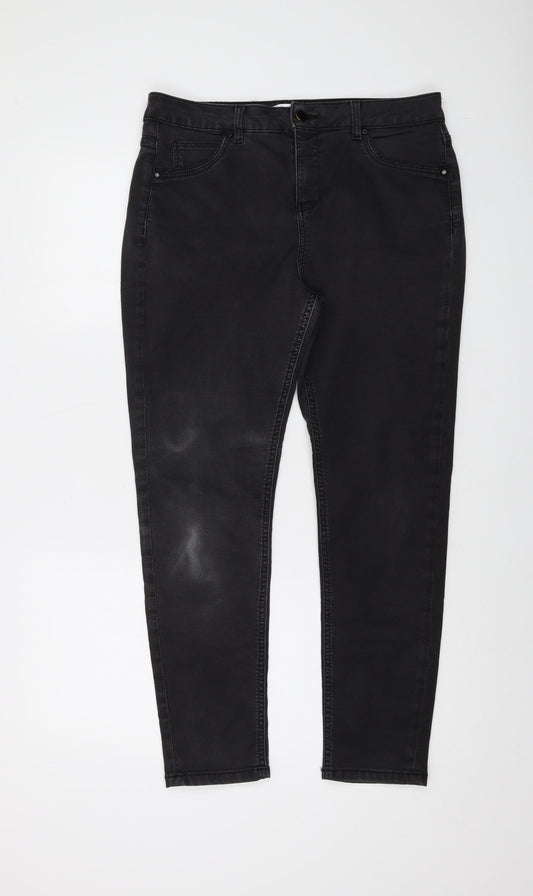 Monsoon Womens Grey Cotton Skinny Jeans Size 16 L27 in Regular Button